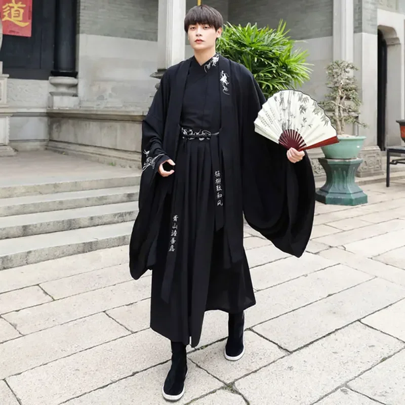 Robe Hanfu traditionnelle de grande taille pour hommes et femmes, costume de la dynastie Han, vêtements de couple de sans-abri des Prairies chinoises, kimono masculin imbibé de Tang