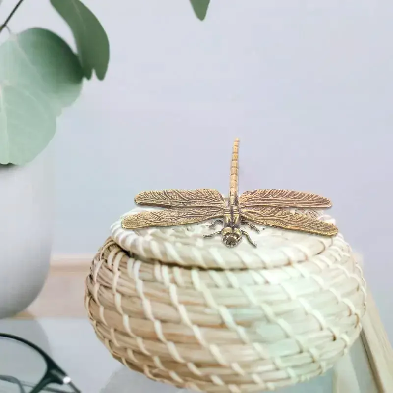 Solid Brass Mini Insect Figurines Antique Finish Hand Carved Mini Statue for Entryway Decor Unique Art Collectible Gift