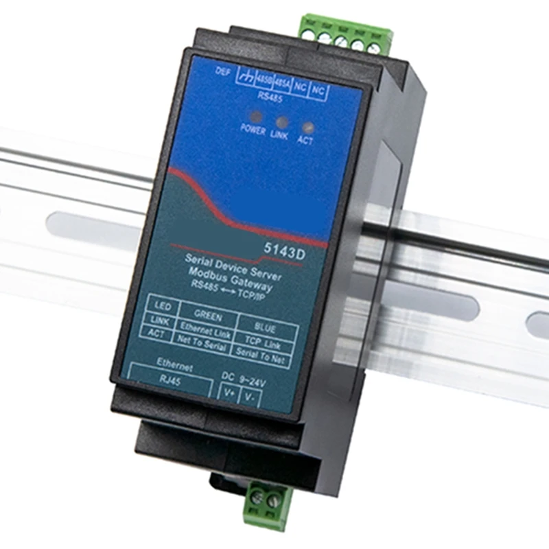 Din-Rail ZLAN5143D Serial Device Server Modbus Gateway RS485 From to IP DC9-24V Support Full Duplex-WDL