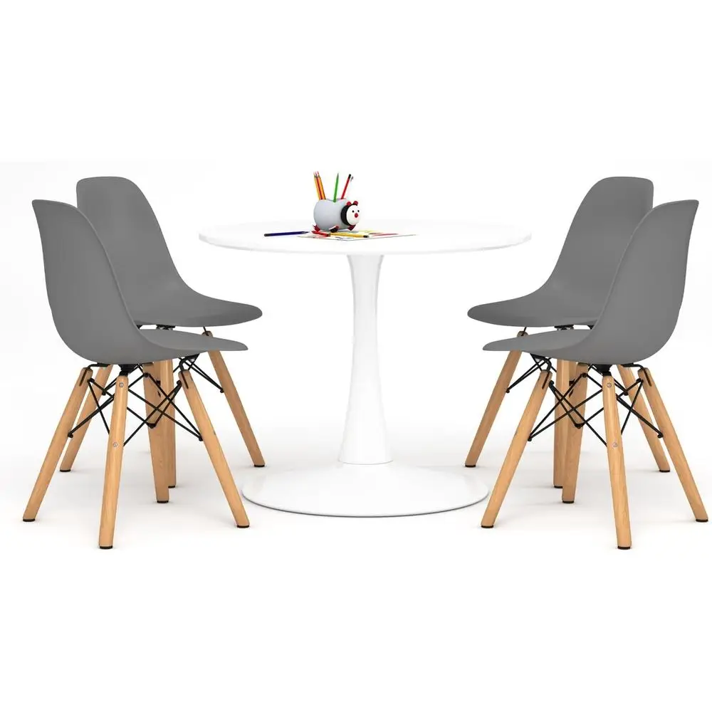 

White Modern Play Table and Chairs Set for Kids - 4-Piece Furniture