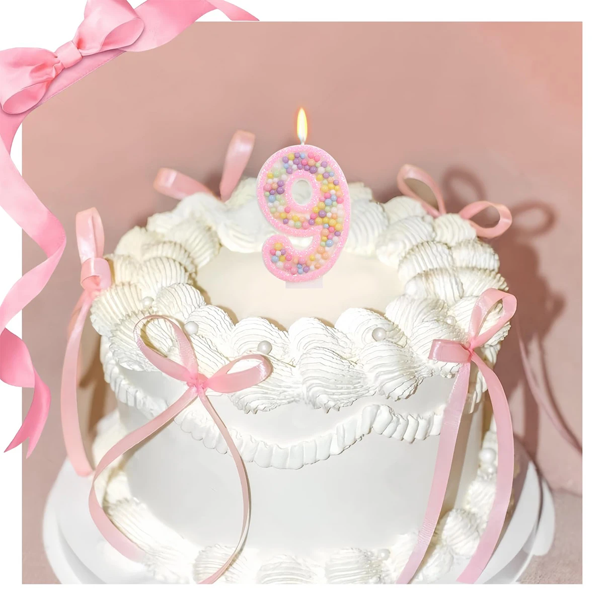 Weiße Rosa Geburtstagskerzen - Bunte Macaron-Kerzen, Axolotl-Thema Tortendekoration, Süße Themen-Geburtstagsparty-Zubehör – Detail 5