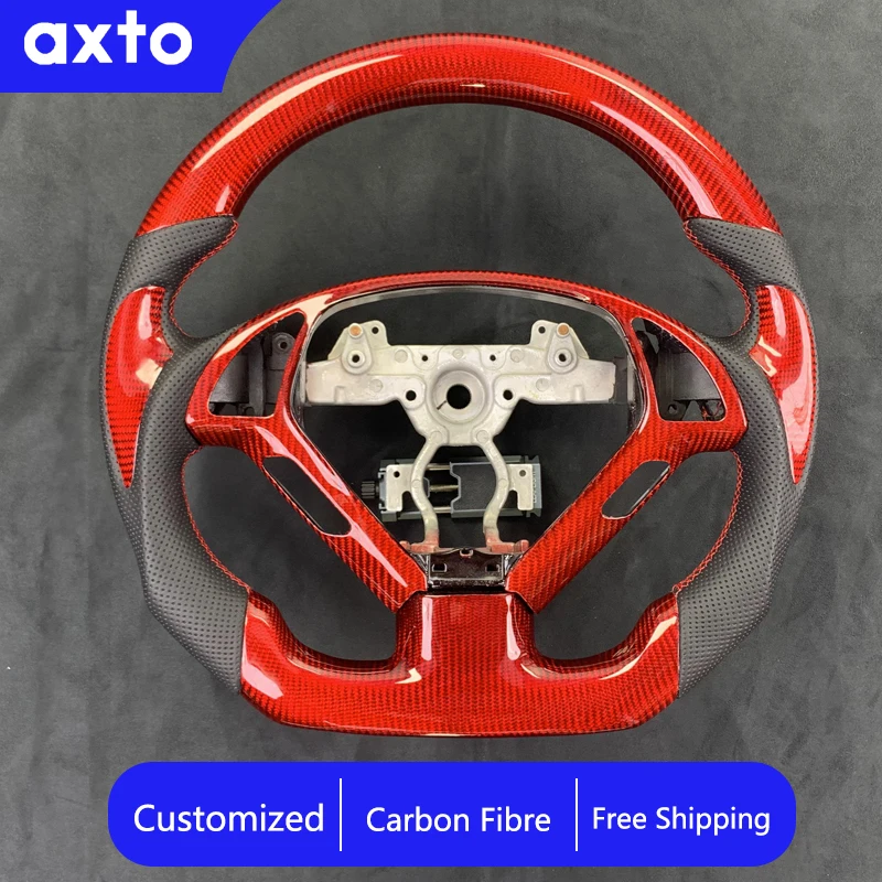 For Infiniti G25 G37 G37s G35 Ex25 Ex35 G37S G37X 2009 2010 2011 2012 2013 Red Carbon Fiber Steering Wheel Perforated Leather