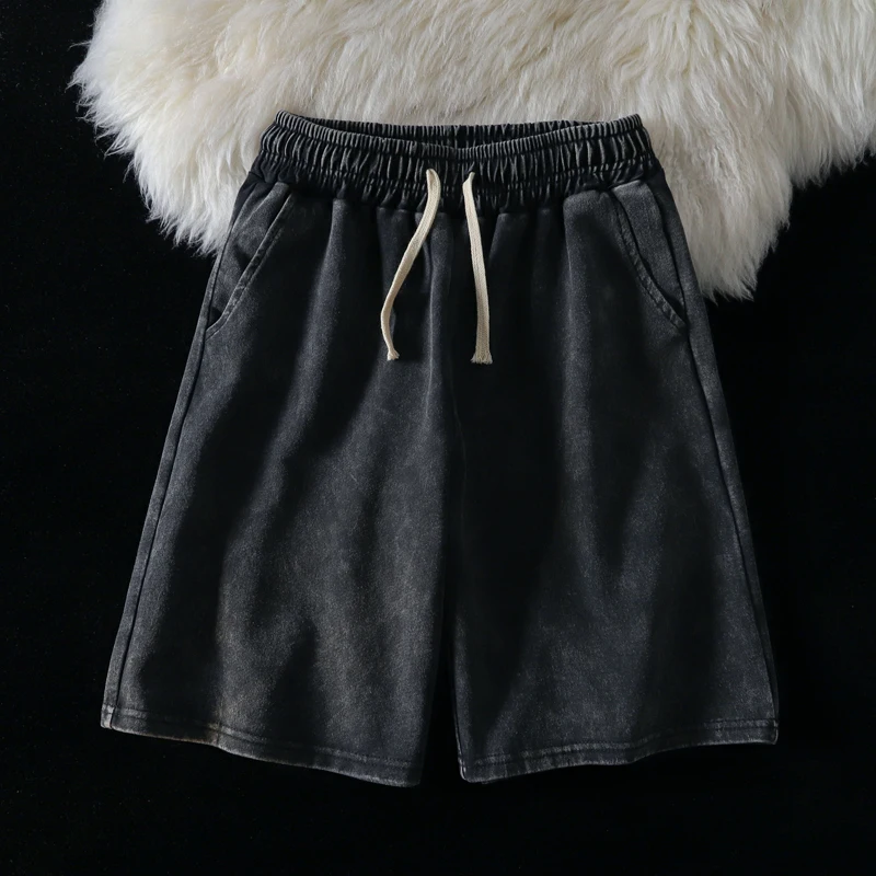 

Мужские летние спортивные шорты в стиле ретро, американские, японские, простые, модные, свободные, повседневные, молодежные, для активного отдыха, укороченные (до колена)