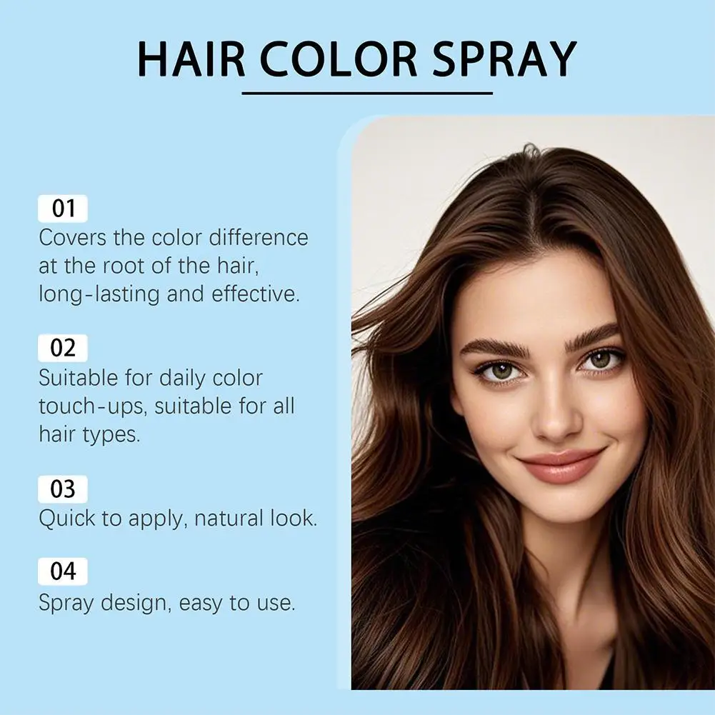 Temporary Hair Coloring Spray One-Time Hair Color Covering White Gray Hair Hairline Dye Lasting Coloring Black Hair Dye Spray