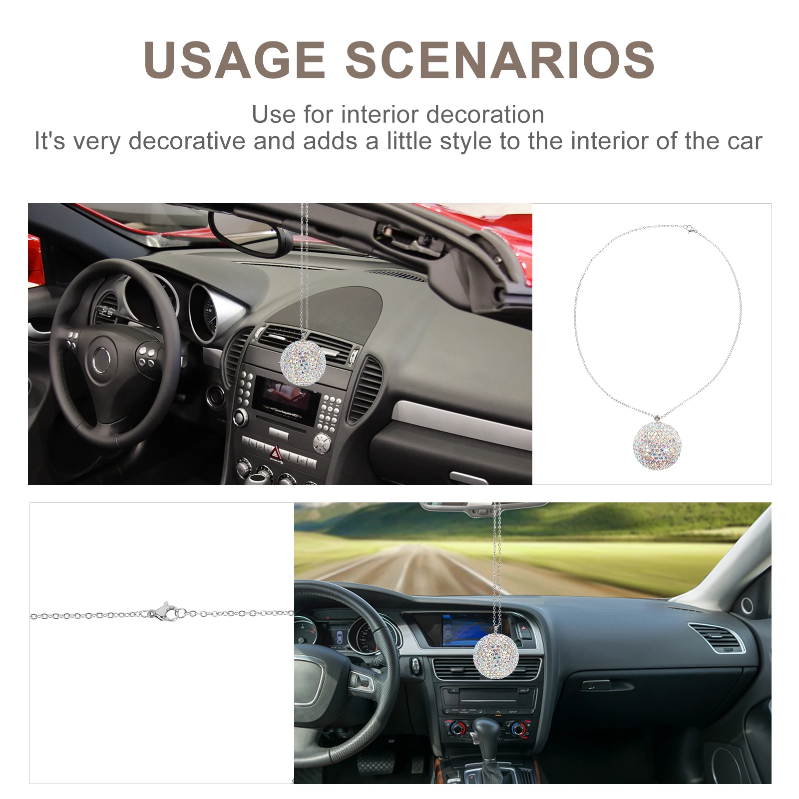 

Car Pendant Crystal Ball Rhinestone Hanging Ornament Car Decoration Bag Charm Cute Vivid Schoolbag Backpack Accessories