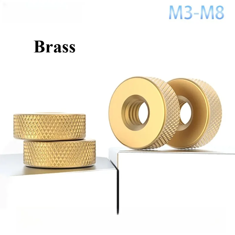 M3 M4 M5 M6 M8 Knurled Brass Thumb Nut Cylindrical  Anti-Slip Grip Tool-Free Fastener for Instrument Panel Aviation Electronics
