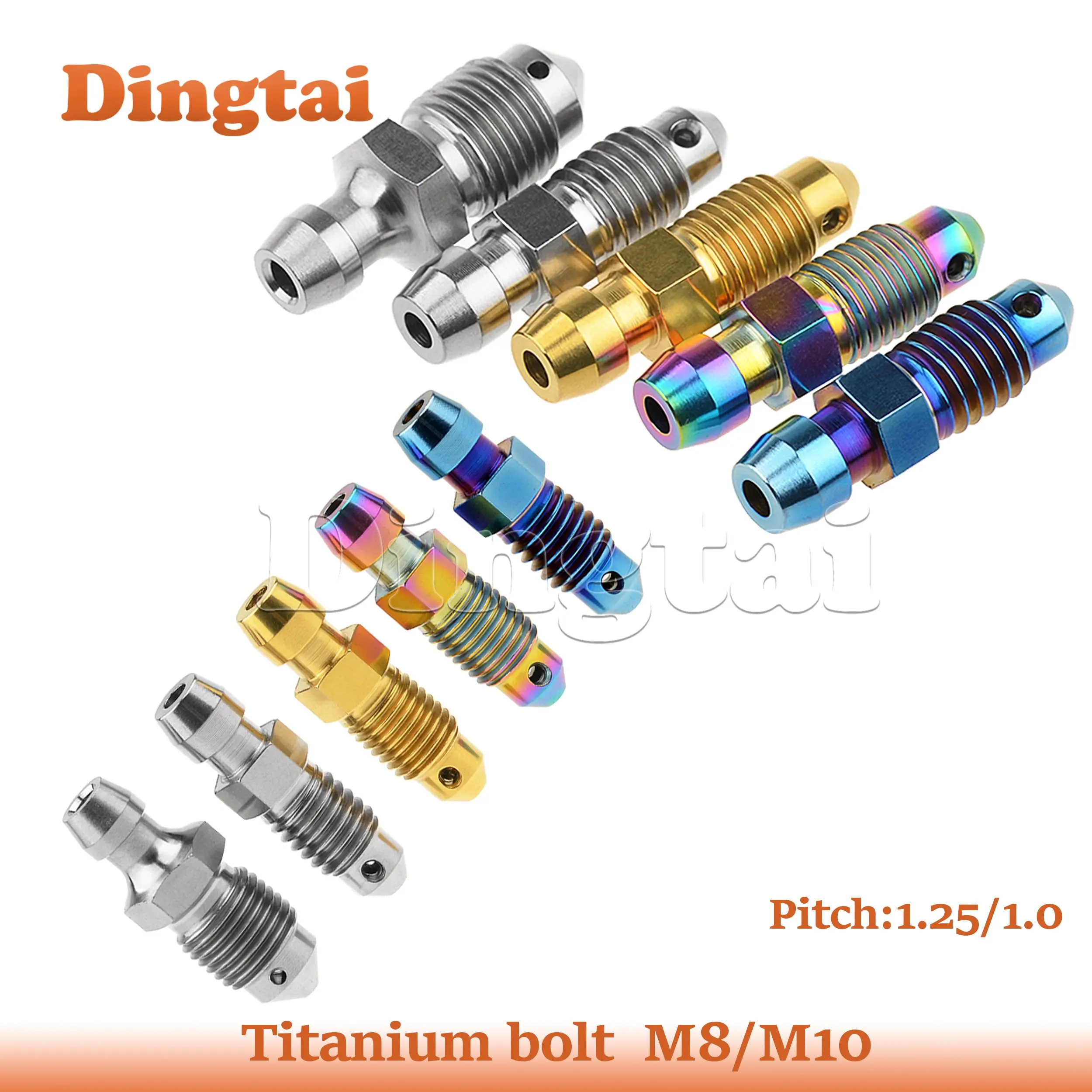 Dingtai Titanium Bolt Bleed Nipple M8/M10x1.0/1.25mm Pitch for Motorcycle Calipers Oil Drain Deflation Screws