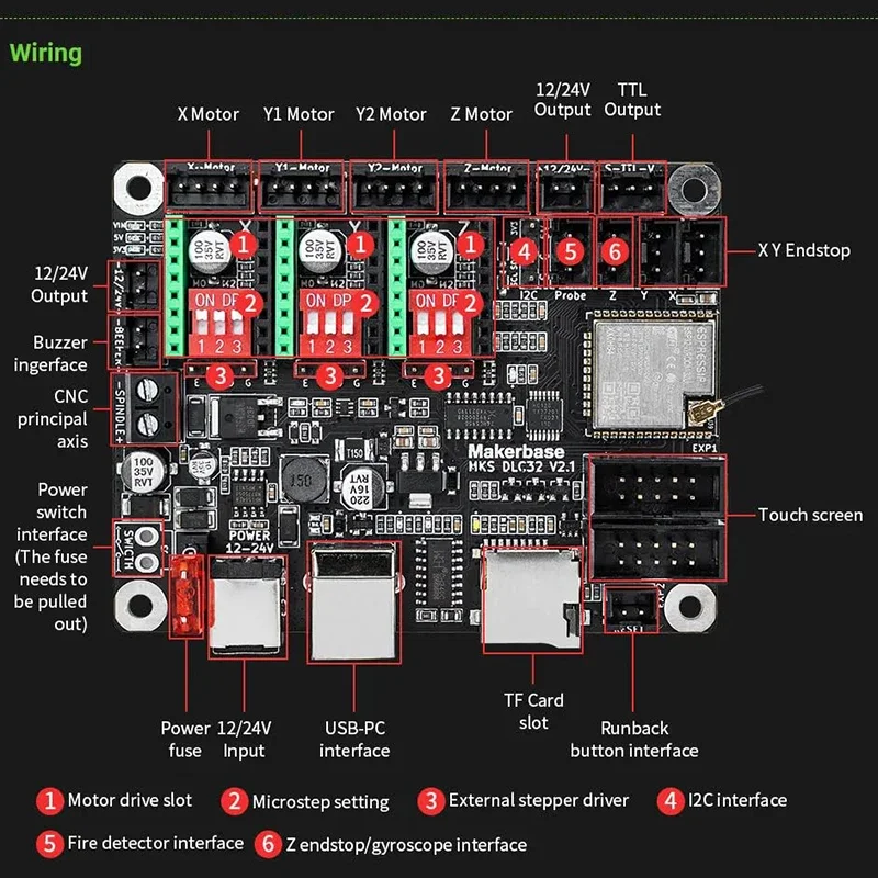 Makerbase MKS DLC32 V2.1 Offline Controller 32 bits ESP32 WIFI GRBL TFT Touchscreen voor Desktop Laser Graveermachine