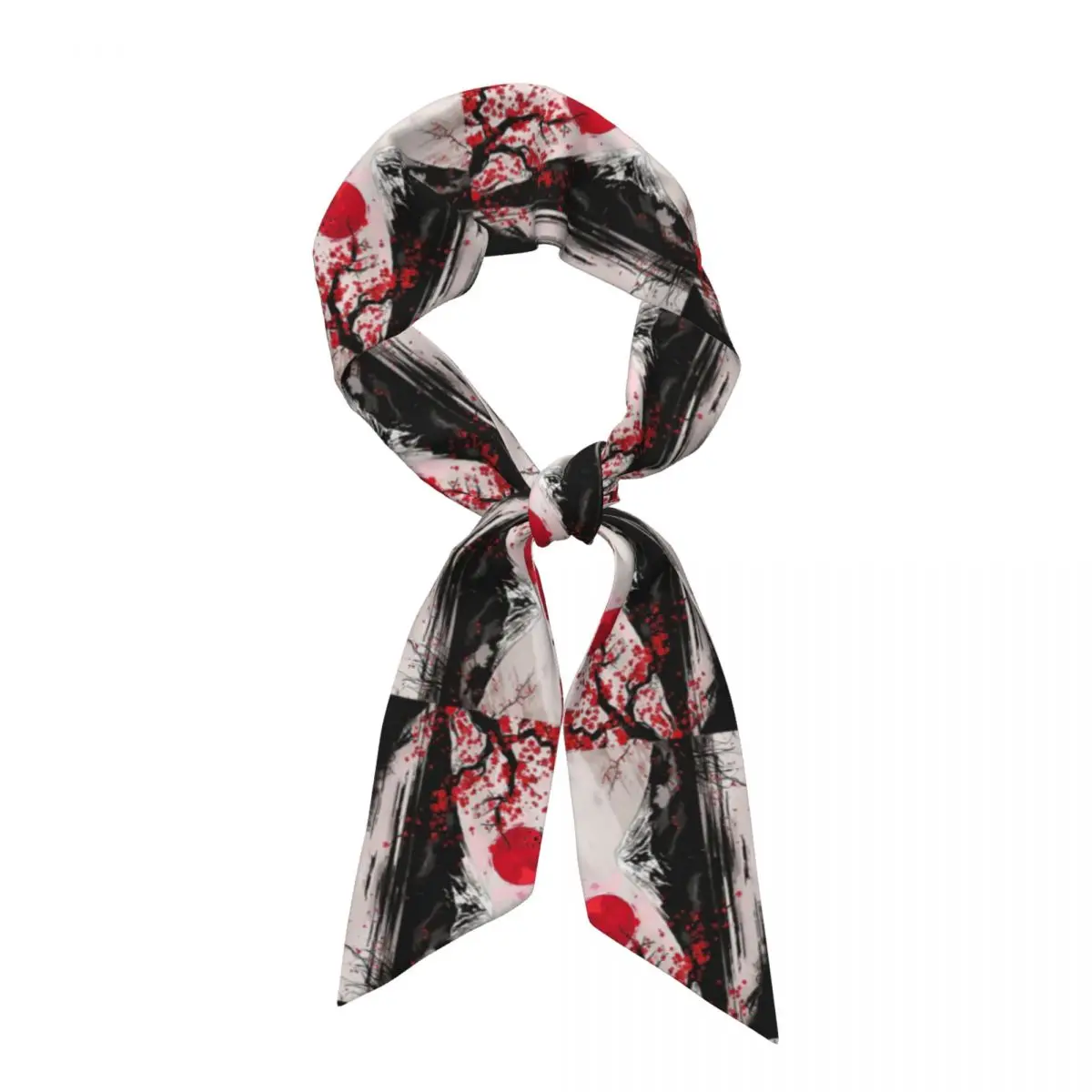 Japan Sakura Cherry Blossoms With A Red Rising SunWomen Long Narrow Scarf Soft Skinny Scarf Multi-use Neck Head Wrap for