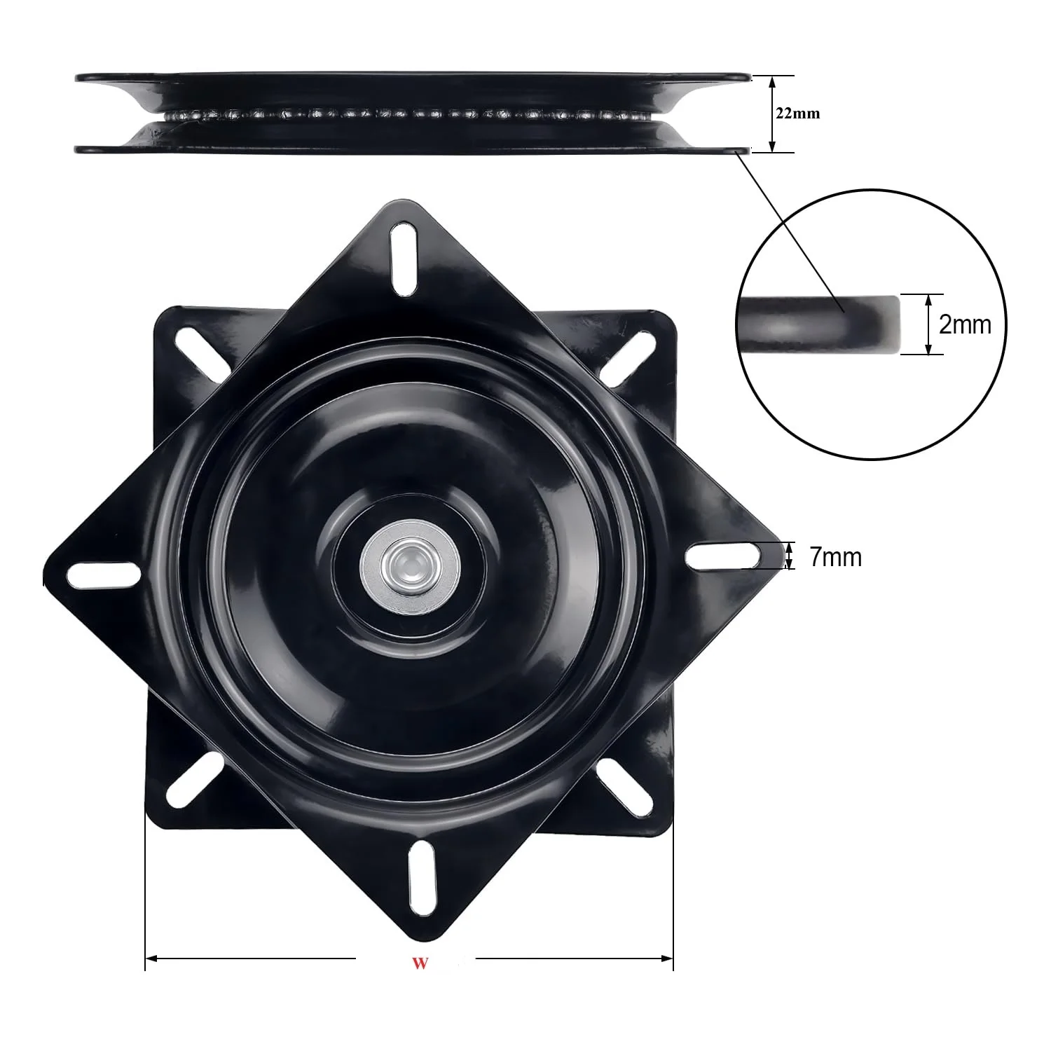 1Pc 360 Degrees Square Round Swivel Plate Chair Bar Stool Boat Van Pilot Seat Base Replacement