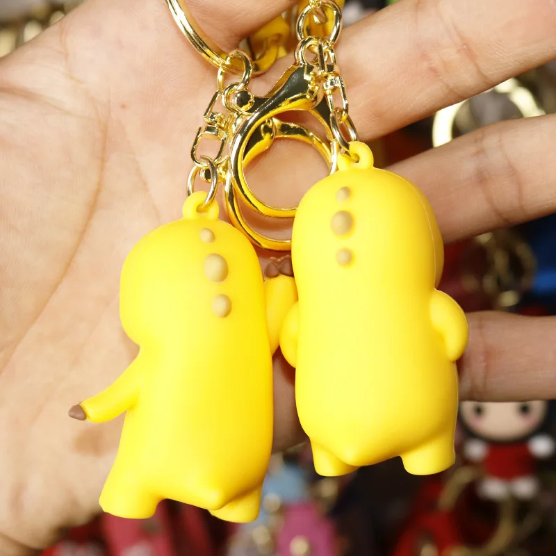 MINISO Creative Animal Keychain Yellow Little Dragon Car Pendant Couple Backpack Pendant Keychain Birthday Emoji Gift