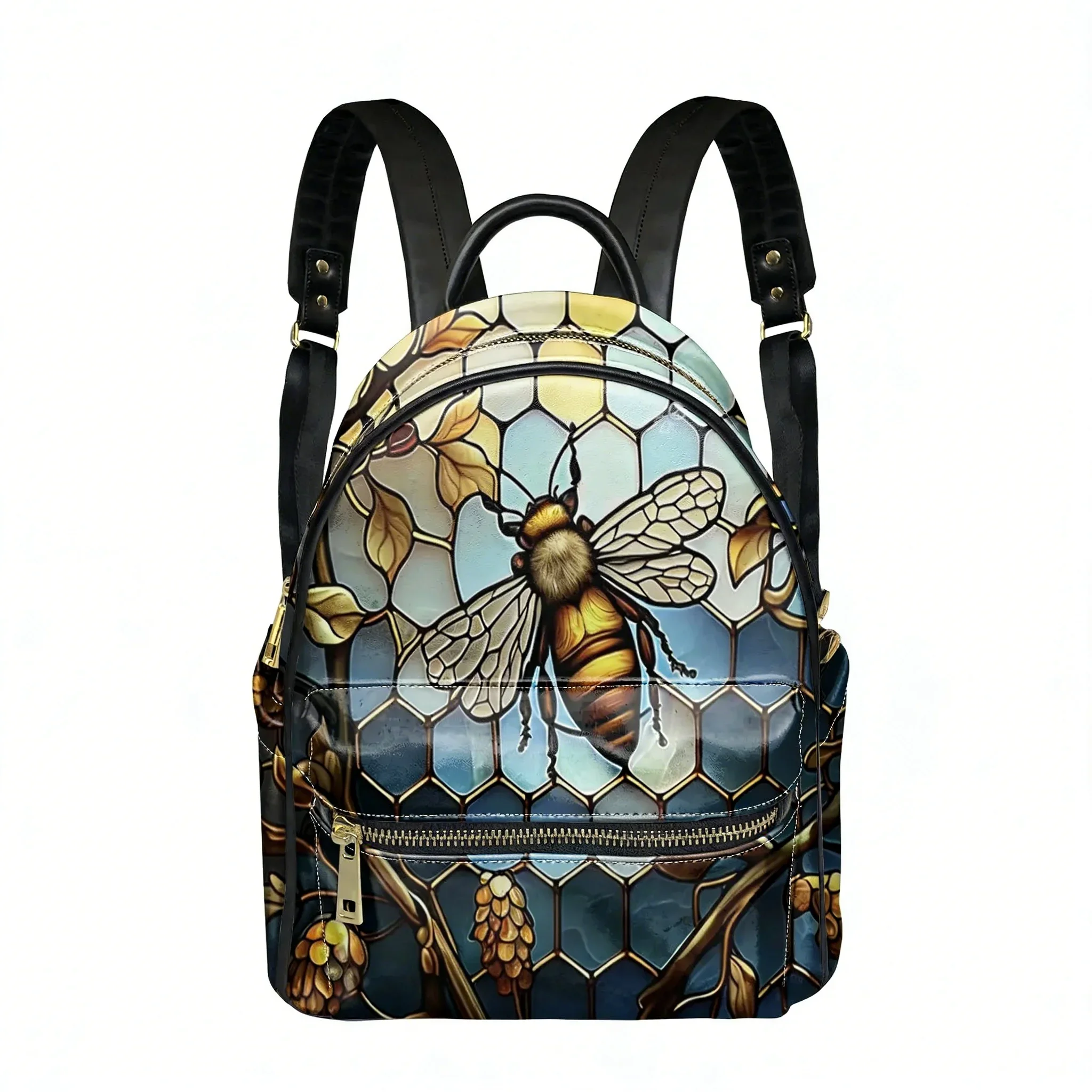 

Cute little Bee Print Backpack Womens Men Personalized Double Shoulder Bag Business Travel Bookbag Rucksack Gift Daypack