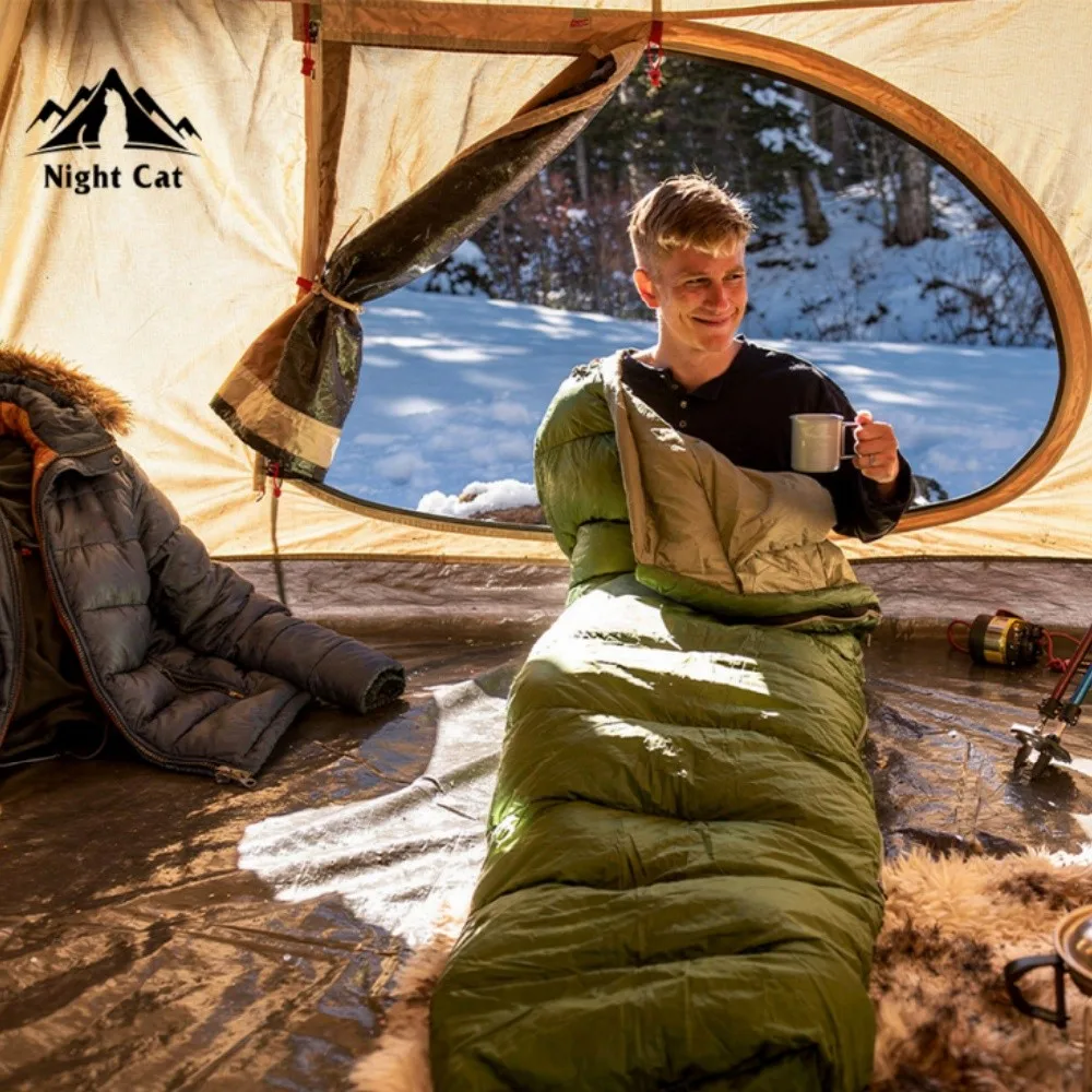 Night Cat Down Sleeping Bag: 600 Fill Power Duck Down 32-59 ℉ Backpacking Mummy Sleeping Bags Ultralight for Adults Outdoor Camping Hiking