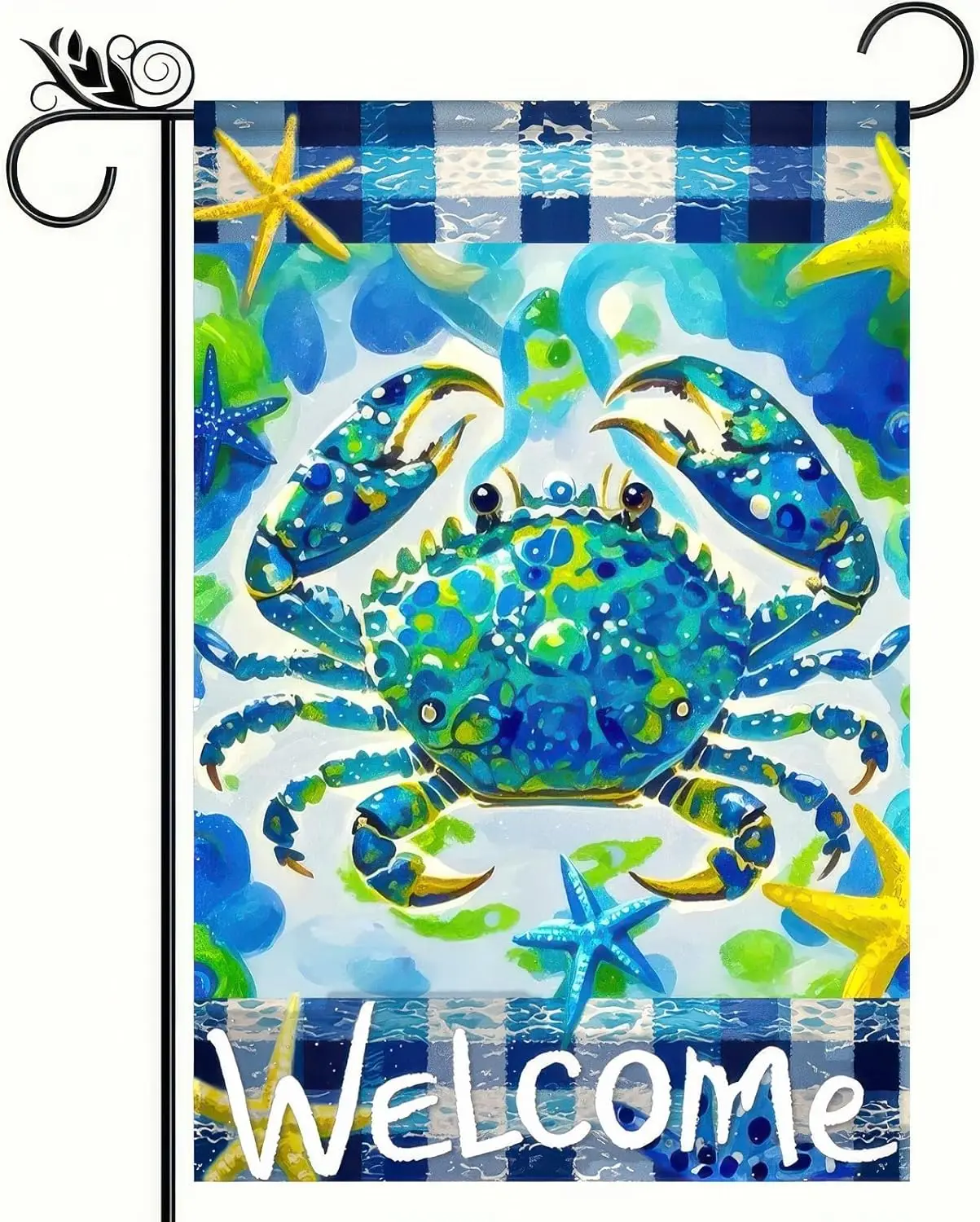 Welcome Summer Coastal Crab Small Decorative Garden Flag Double Sided 12x18 Hawaiian Beach Starfish House Yard Ocean Nautica hhz
