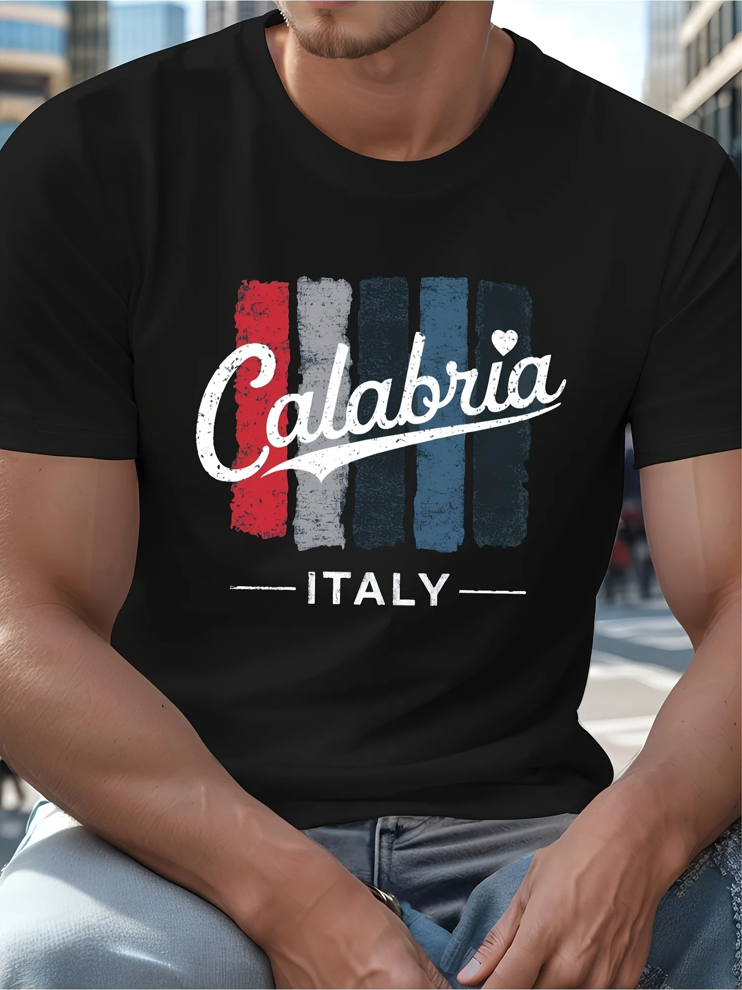 2026 Summer T-Shirt for Larger Men, Featuring a Graphic Print Inspired by Calabria, Italy. These Short-Sleeve Tees Are Trendy Ca