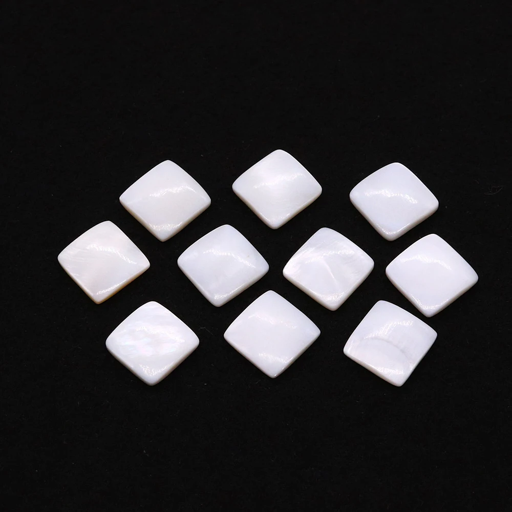 

10pcs Geometric Square White Mother of Pearl Natural Shell Spacing Loose Aperture Beads for DIY Jewelry Making Bracelets Earring