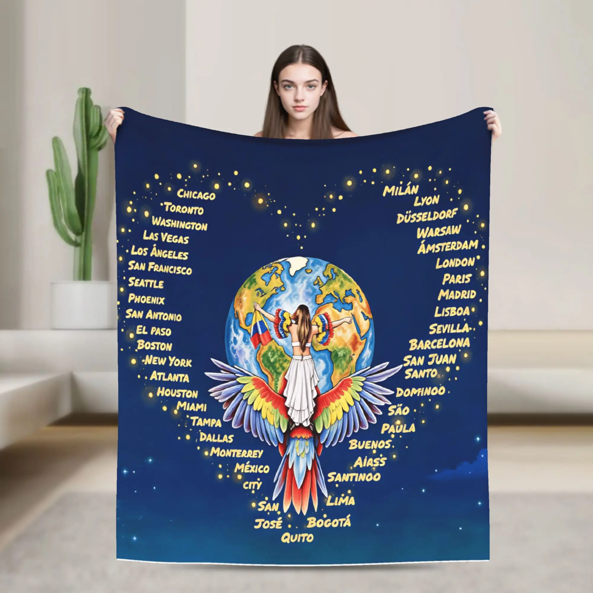 Karols G Tropicoqueta Tour 2026 Super Soft Blanket  Funny Travel Office Throw Blanket Outdoor Flannel Bedspread Sofa Bed Cover