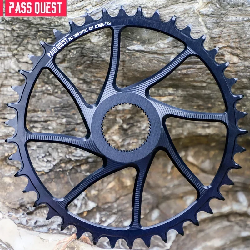 PASS QUEST 3mm Offest Round Narrow Wide Chainring for Rotor Direct Mount Crank Gravel Bike 9-12 Speed Chain 36-48T