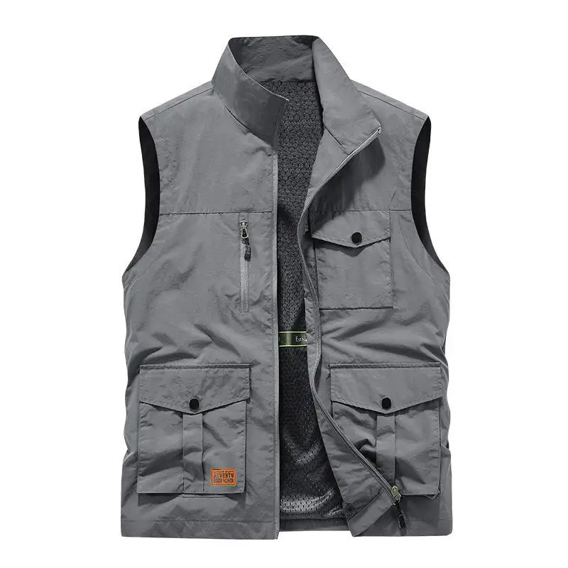 Outdoor Vest Men's Multi Pocket Workwear Quick Drying Photography Fishing Mountaineering Vest Jacket Customized LOGO