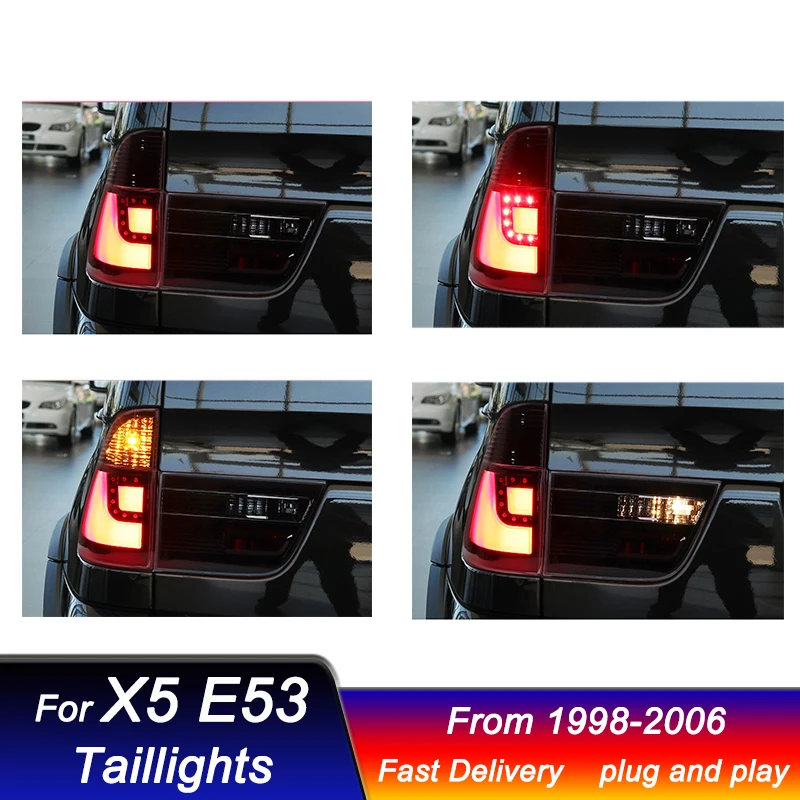 ไฟท้ายแต่งรถ LED แบบไดนามิกสำหรับ BMW X5 E53 1998-2006ประกอบไฟท้ายสไตล์ใหม่