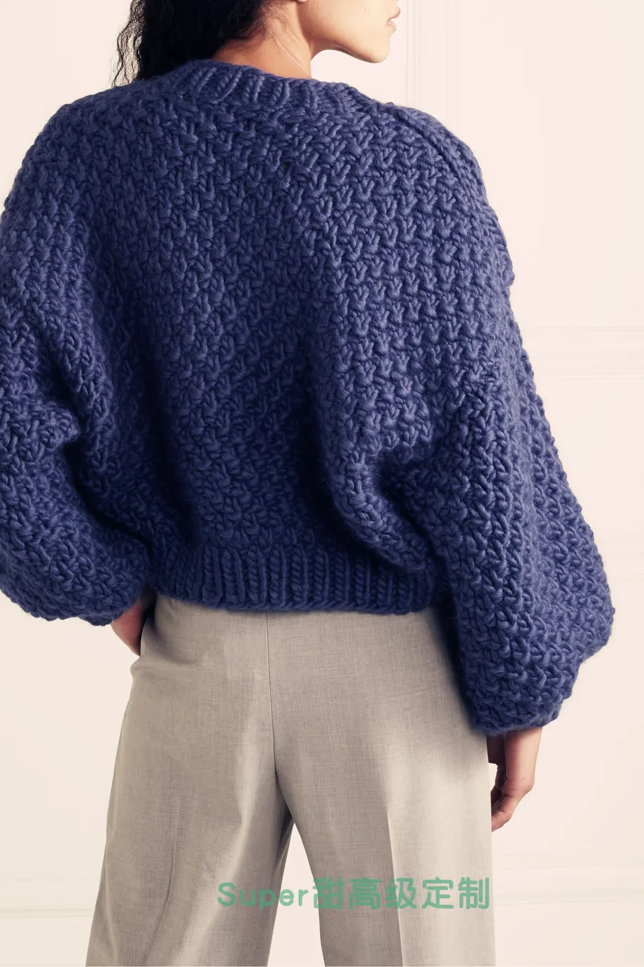 2024 New Spring Wear Women\'s Pure Wool Needle Handwoven Small Short Thick Thread Sweater Knitted Sweater Pullover Thickened