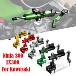 For Kawasaki Ninja 300 CNC Steering Damper Stabilizer And Titanium Bracket Mounting NINJA300 EX300 2013-2017 2014 2015