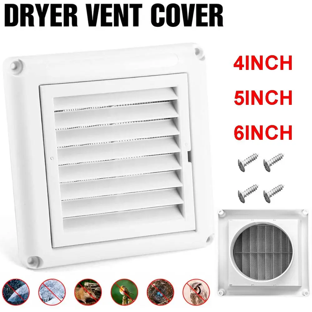 Easy Install Plastic Air Vent Square White Vent Grille With Mesh Screen Exhaust Cover Weather & UV-Resistant