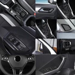 For Volkswagen Vw T-ROC T ROC TROC 2017-2024 ABS Carbon Fiber Interior Car Central Console Water Cup Cover Frame Panel Trim