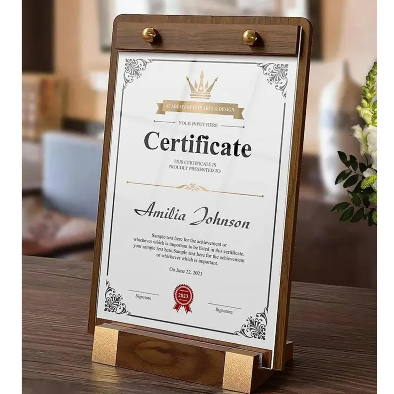 100x150mm L Shape Acrylic Sign Holder Display Stand Restaurant Table Menu Paper Holder Board Wood Photo Picture Poster Frame A6