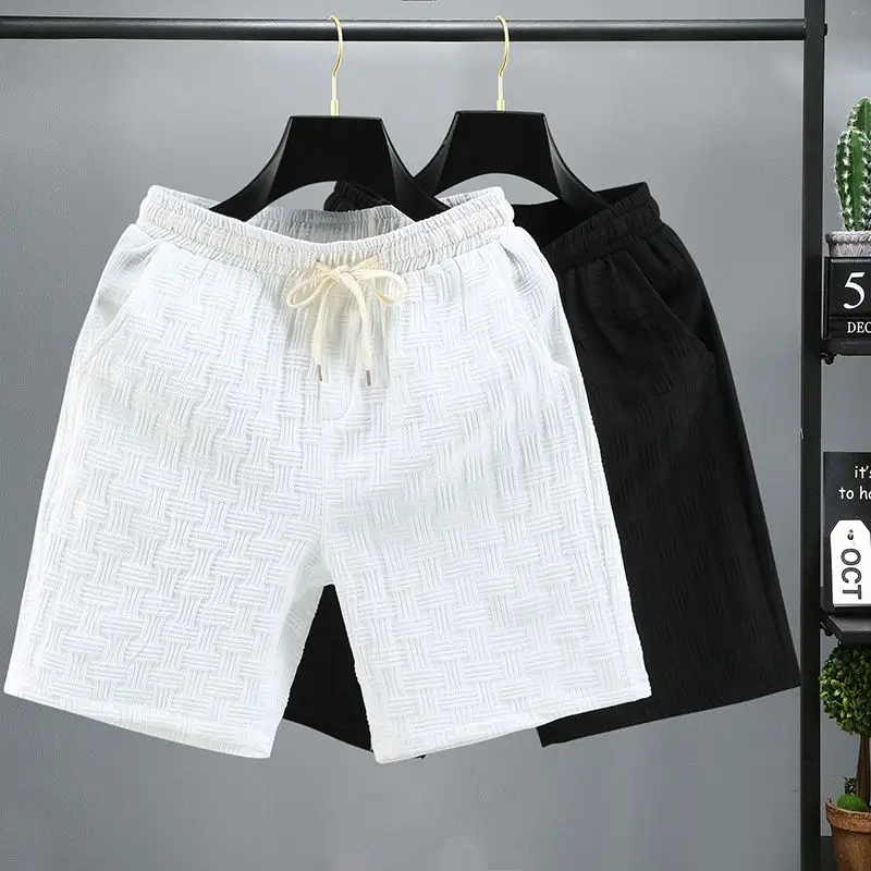 

Vintage Weaving Texture Men's Thin Shorts Casual Jacquard Loose Fit Luxury Five-point Pants for Male Bermuda Sports Sweatpants