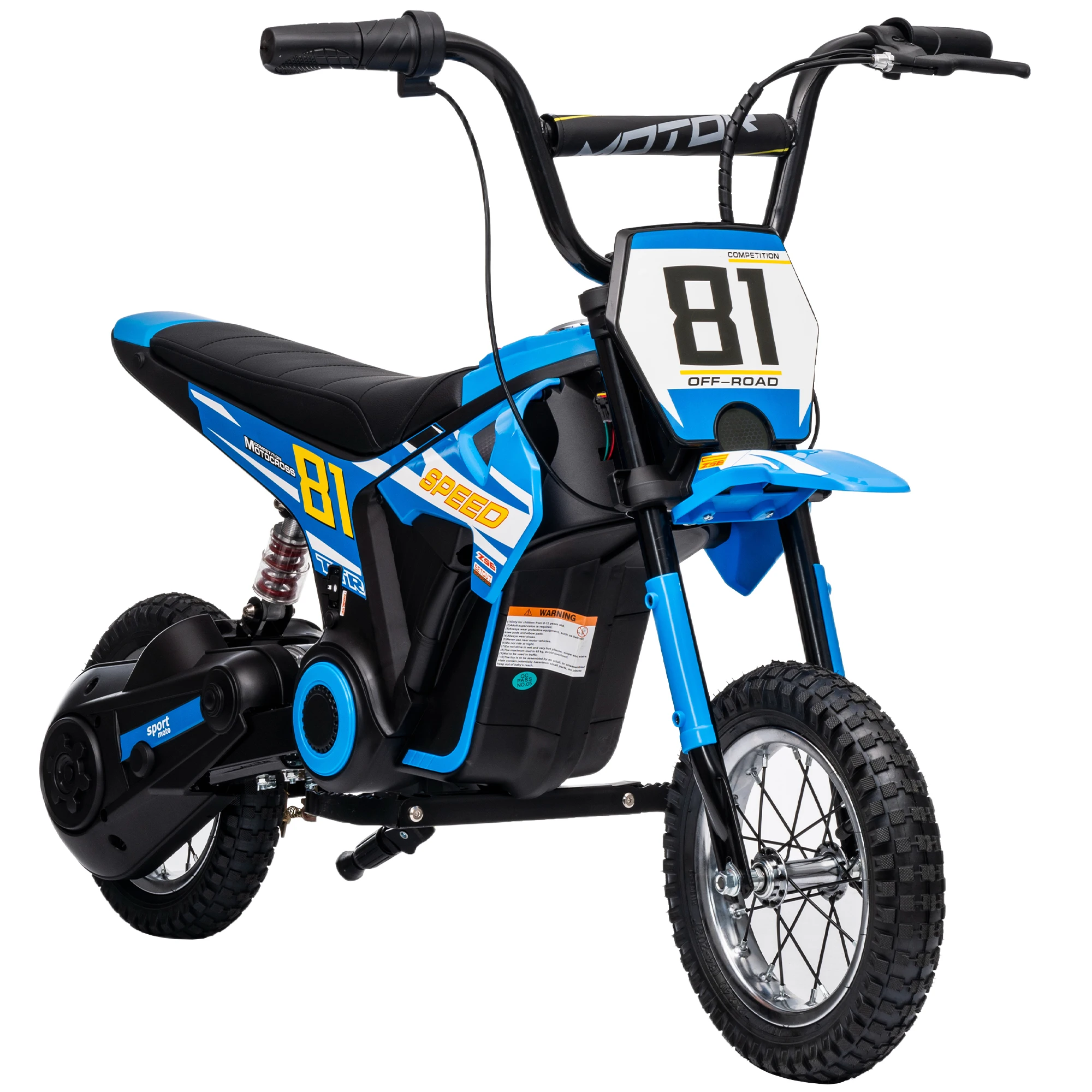 24V Elektrische Kindermotorfiets met 250W Motor, Snelheid 6-16 km/u, 30,5 cm Wielen voor Kinderen van 8 tot 12 Jaar, Blauw