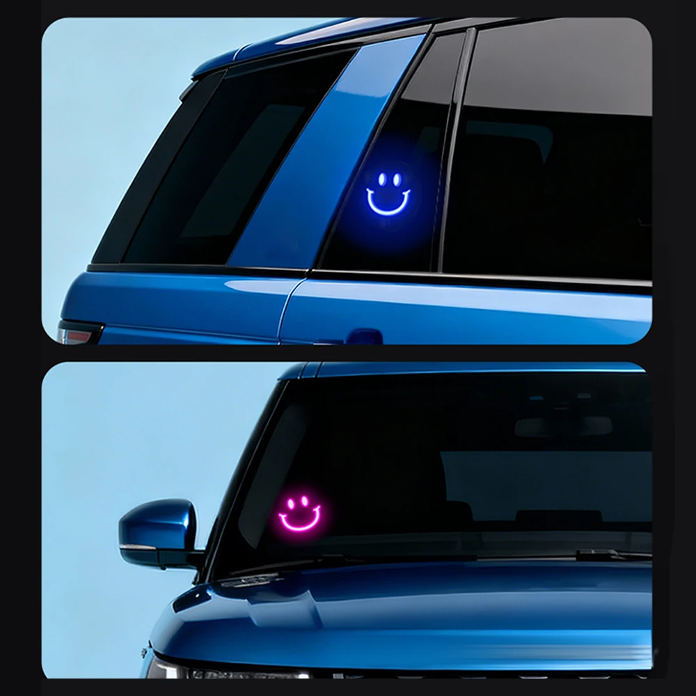 KEBIDUMEI 300mAh Smile Ambient Light Solar Powered Neon Light Car Decoration Rear Windshield Atmosphere Lights Car Accessories