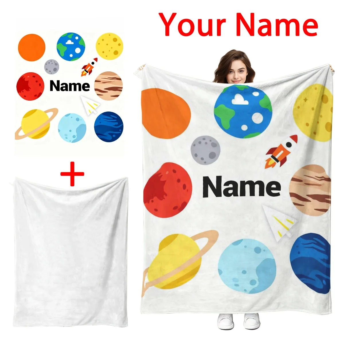 Decke mit individuellem Namen, personalisierte Flanell-Plüsch-Winterdecke, extra dick, weich, warm, gemütlich, Fleece-Überwurf für Sofa, Bett, Büro, Zuhause, D