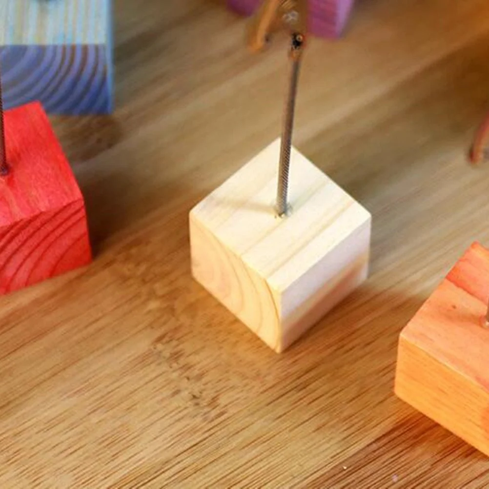 8pcs Pine Base Photo Holder Stand Note Desk Memo Clip (Random Color)