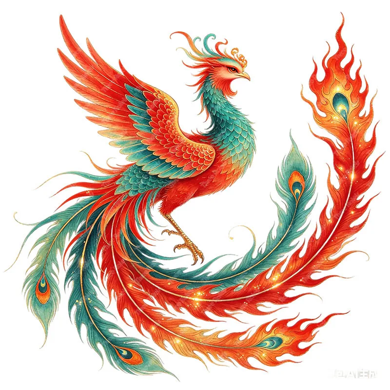 Three Ratels CAB52  Blue and red phoenix art wall stickers for home decoration Car body decals Waterproof self-adhesive