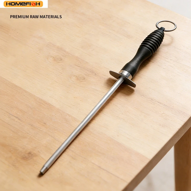 Outil de cuisine Homefish, aiguiseur de couteaux en acier au carbone, aiguiseur de couteaux avec trous de suspension (10 pouces)