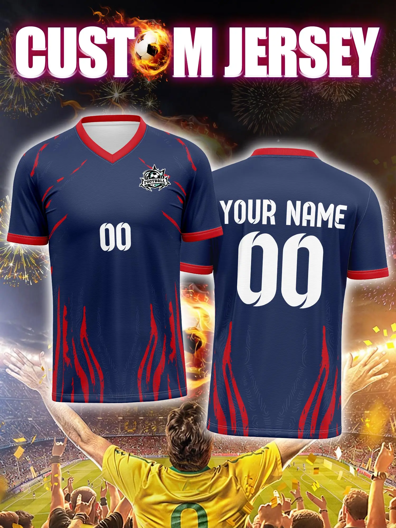 

Футбольная форма на заказ с индивидуальным изображением, номером и именем, повседневная уличная модная футбольная одежда в расслабленном стиле.