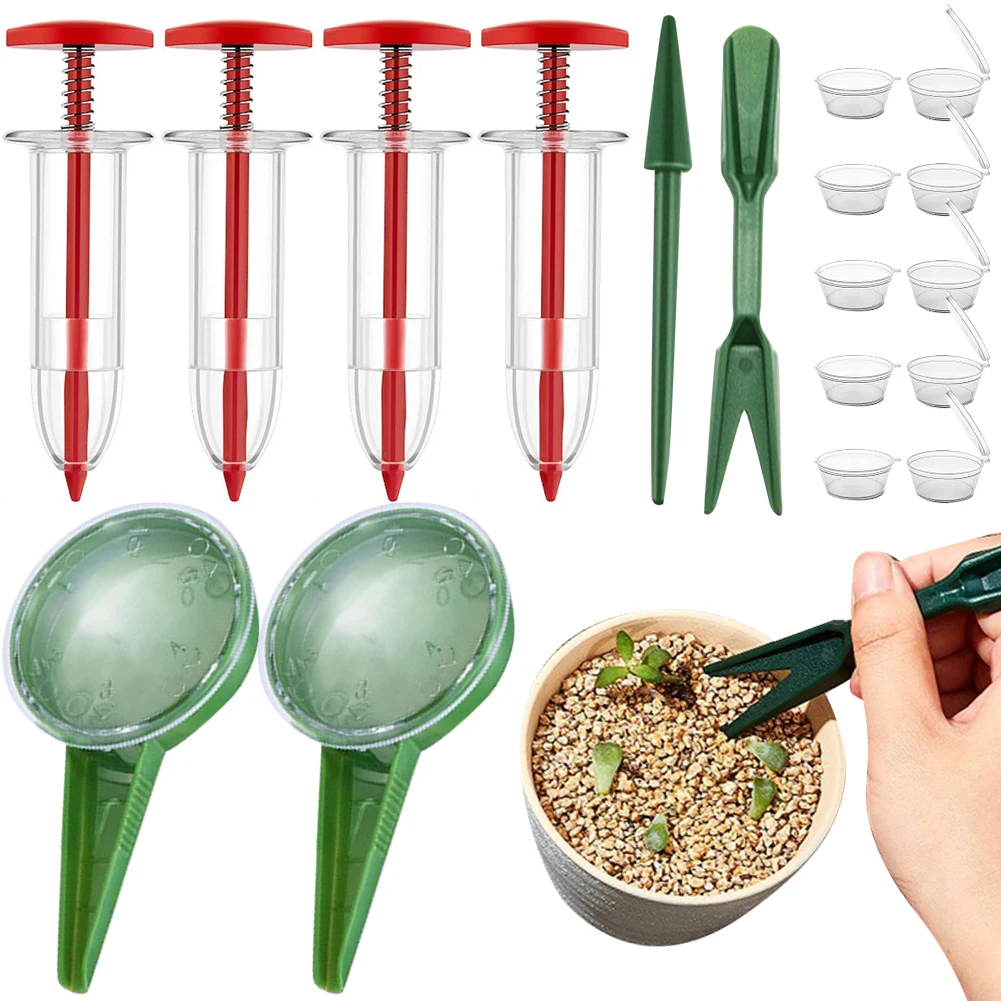 Mini Sementeira Dispenser Semeador manual, Semeador de sementes, Handheld Seed Planter Tool 5 configurações diferentes, Mini Semeador de mão, 1Set