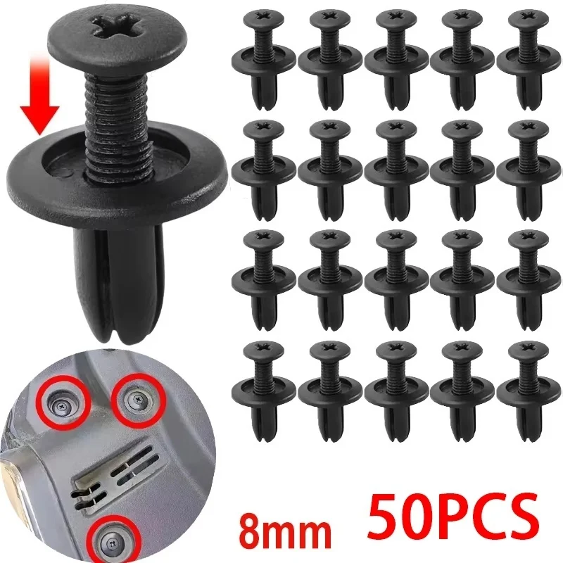 10/20/30/50 Pcs/Set Auto Bumper Fender Push 8mm Rivet Retainer Plastic Screw Car Fastener Clip for Universal Car Rivet Fasteners