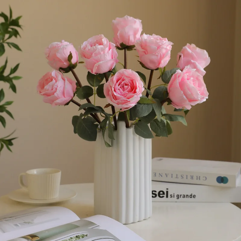 43CM Artificial Roasted Rose with Fire Luxurious Home Decor Hotel Decoration Artificial Flowers Artificial Burnt Edge Roses