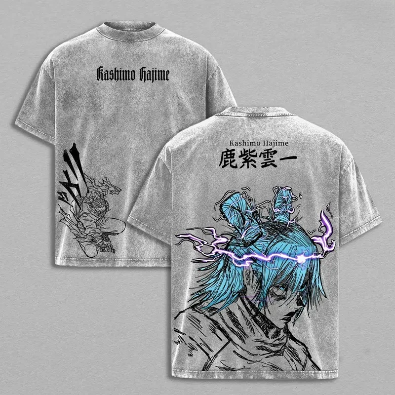 Jujutsu Kaisen Kashimo Hajime Graphic Tshirt Men Women Clothing Short Sleeve Cotton T-shirts Washed Tee Harajuku Male T Shirt