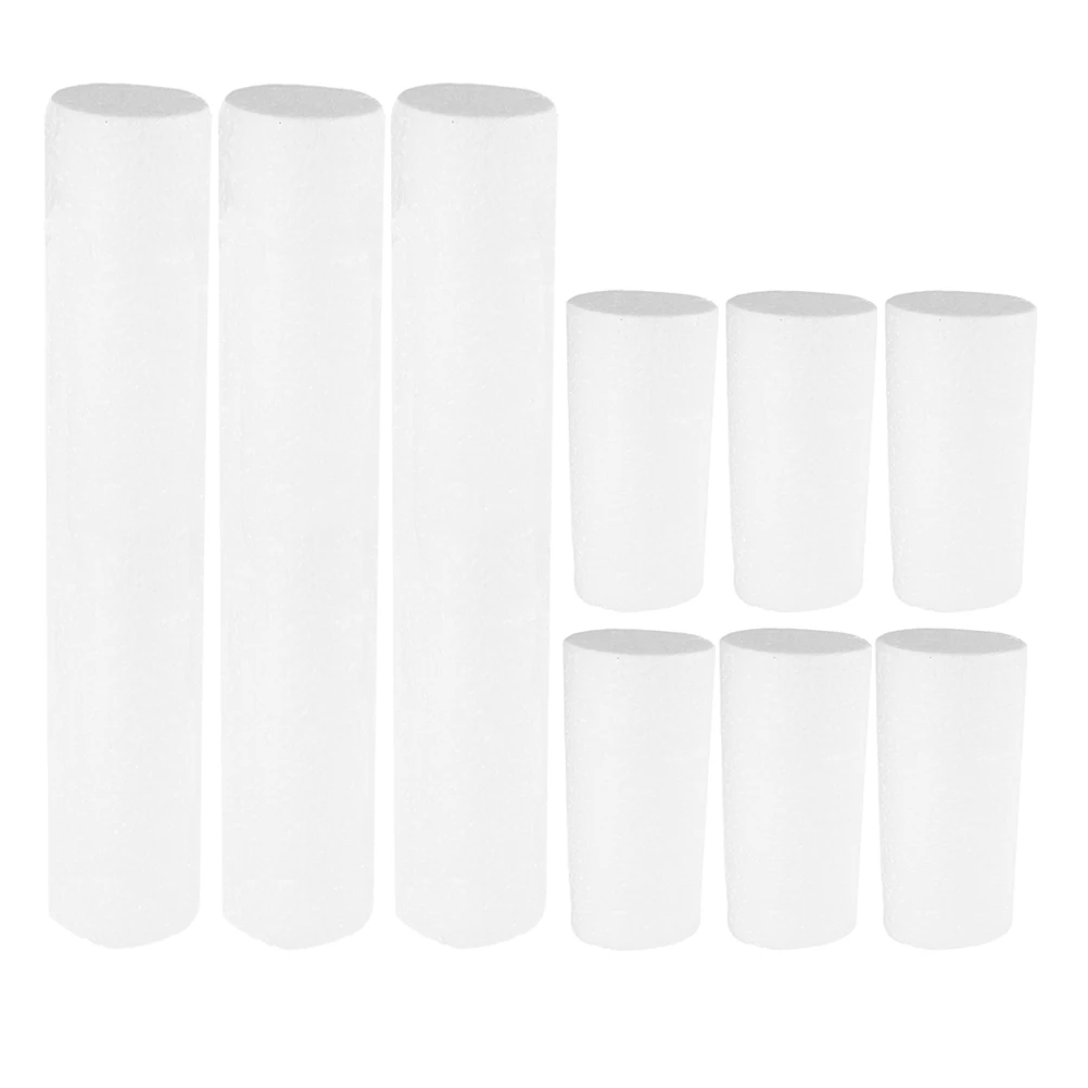 

9Pcs Polystyrene Foam Cylinders White DIY Crafts Floral Arrangements Solid Rods Early Education Art Supplies for Kids