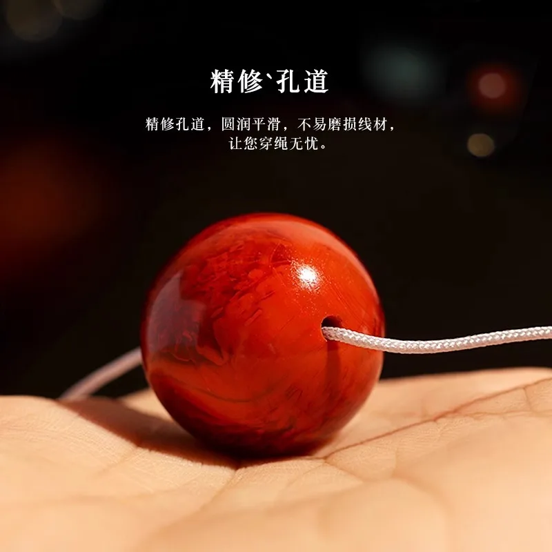 Authentic Wasi Flame Pattern Southern Red Agate Large Round Loose Spacer Top Buddha Beads Bracelet Star
