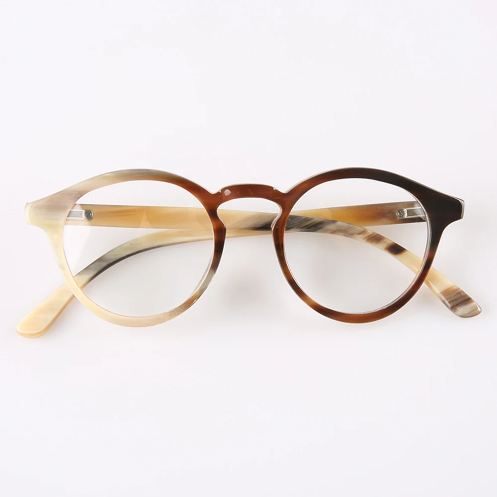 Women Man's Glasses Frames Unique Vintage Handmade Natural Horn Prescription Eyeglass Frames Graduated Lenses Myopia Eyeglasses