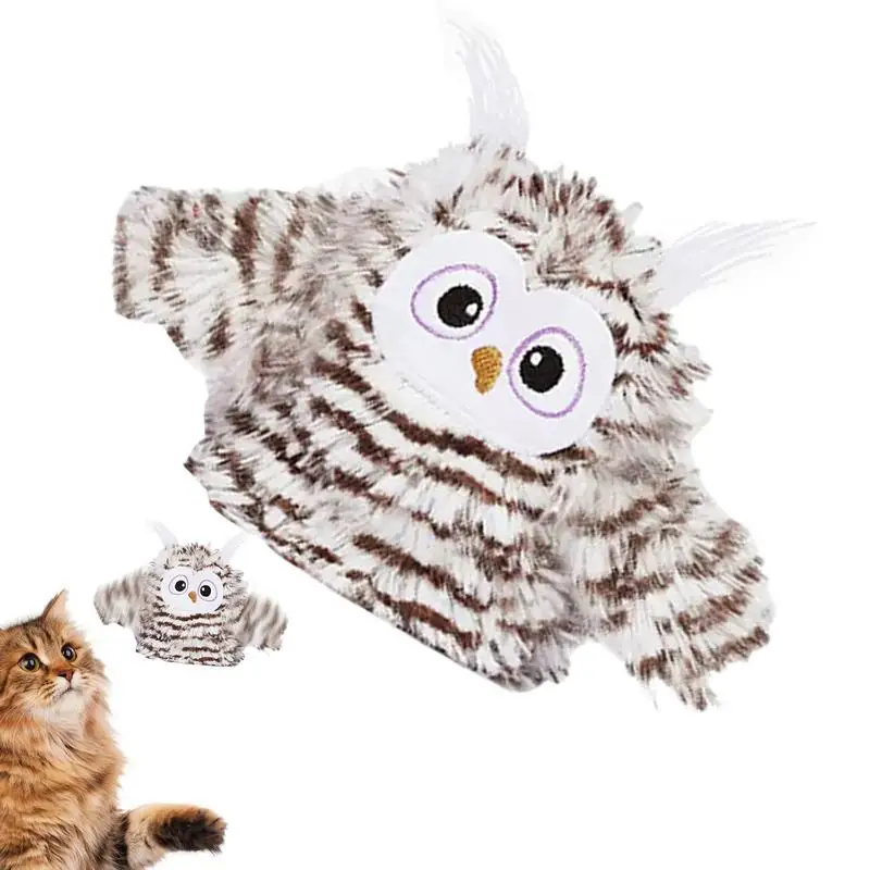 Flapping Bird Cat Toy  Interactive Electric Bird Toys Auto Beating Wings Chirp Tweet Owl indoor cats pets supplies