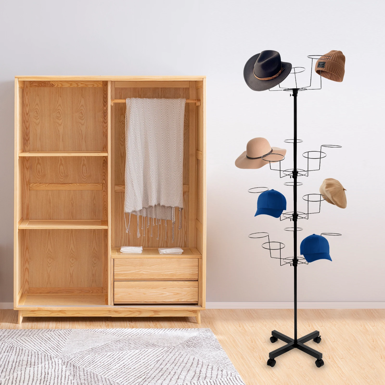 

7-Layer Black Hat Rack – Durable and Stylish Storage Solution for Organizing Hats and Accessories