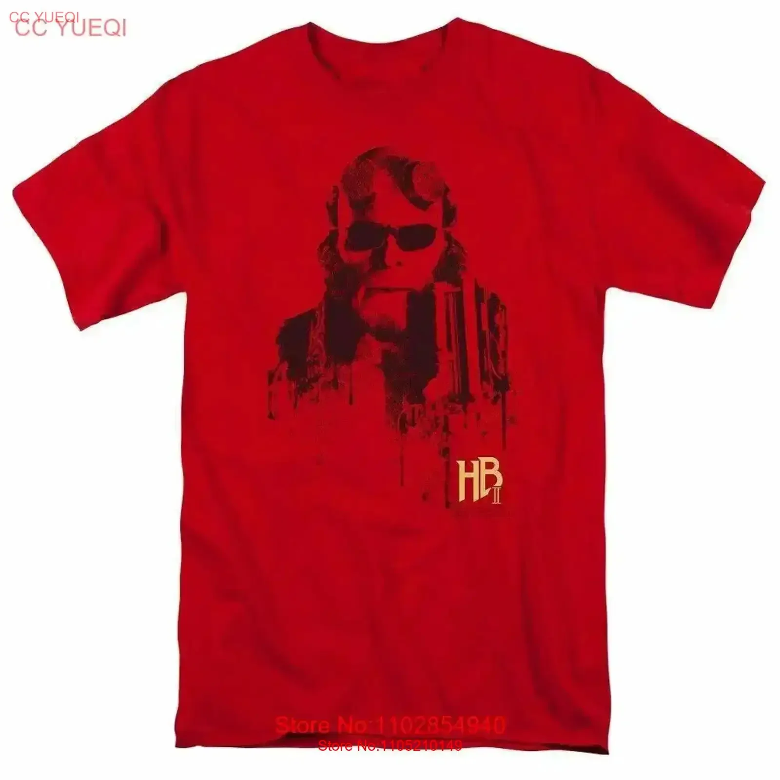 Hellboy 2 The Golden Army Splatter Gun T Shirt Mens Licensed Movie Red vintage Washed Breathable Stretched Versatile