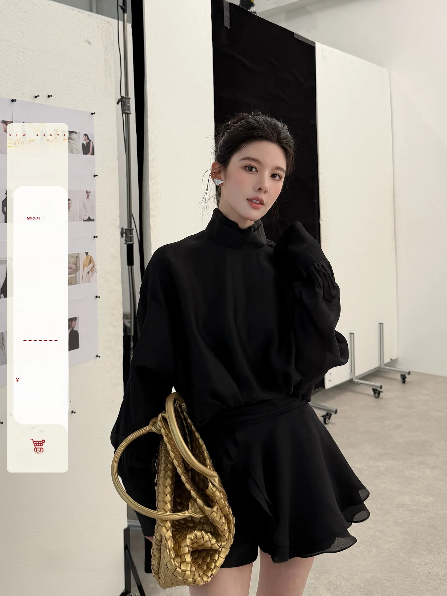 

Elegant Black Swan High-End Sensation Long Sleeve Midi Dress Beautiful Women's Fashion Set Spring New Style Qian Wen