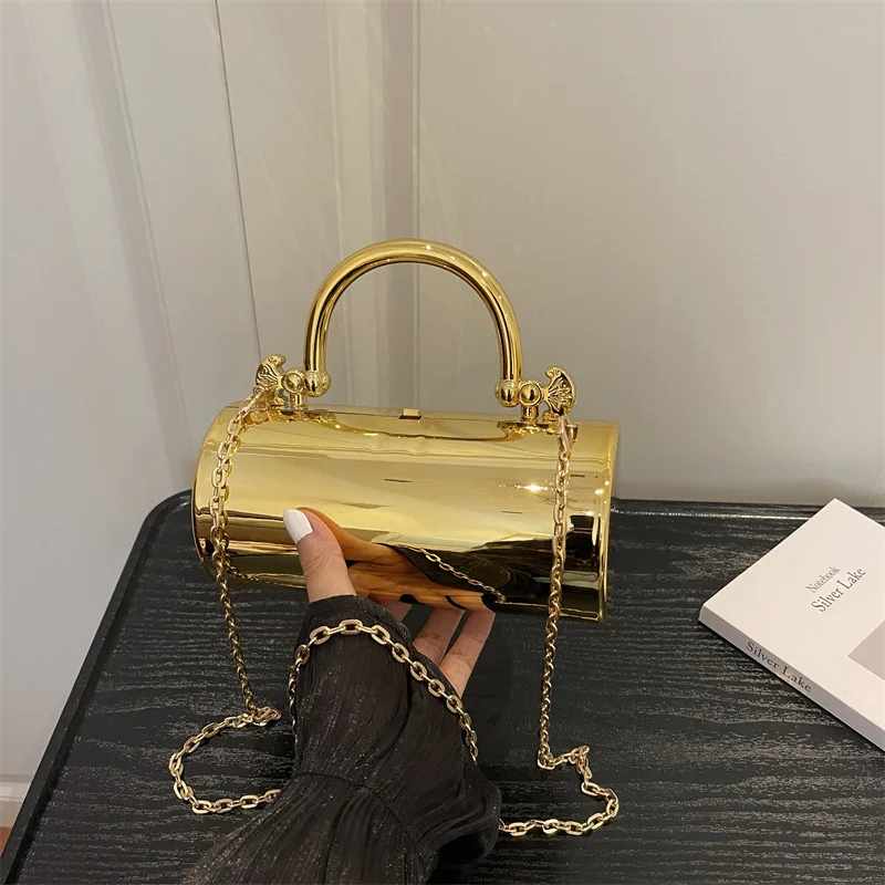 Fashion Metal Mouth Red Bag for Women High Quality Gold Shoulder Bags Designer Hollow Out Crossbody Bag Cute Dinner Bag