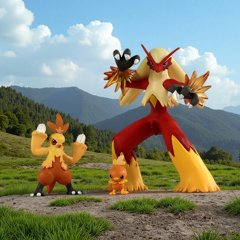 새로운 3개 세트 토치크 애니메이션 피규어 콤부스켄 피규어 블라지켄 진화 그룹 PVC 스태츄 컬렉션 모델 선물 장난감